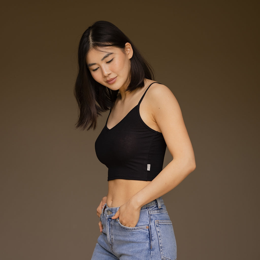 Stay warm in winter with a thermal ribbed cropped cami 